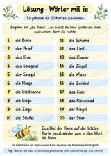 Domino Wörter mit ie – 20 Wort-Bild-Karten | Lesespiel & Rechtschreibung | Deutsch Klasse 2–3 – Materialseite 5