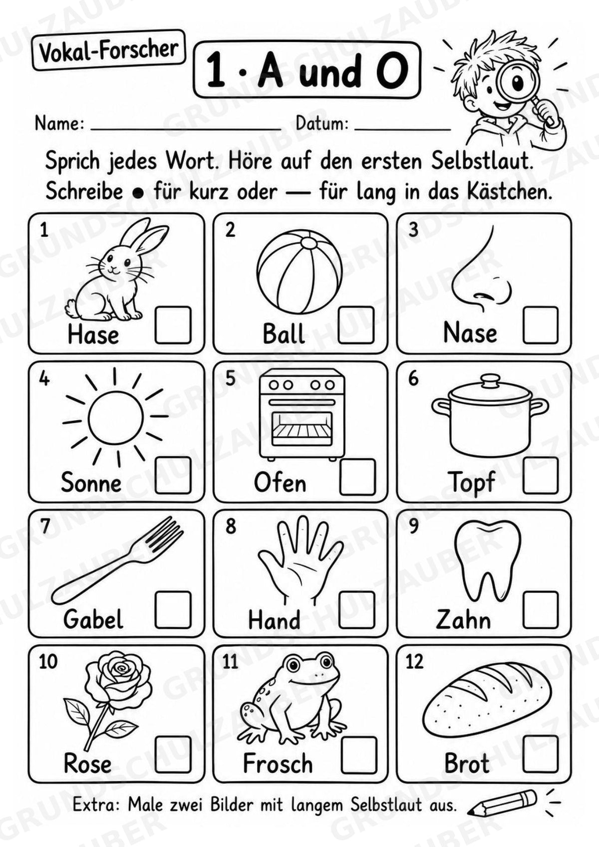 Kurze und lange Vokale – 8 Arbeitsblätter zu Selbstlauten und Umlauten | Deutsch Klasse 2–3 – Materialseite 3