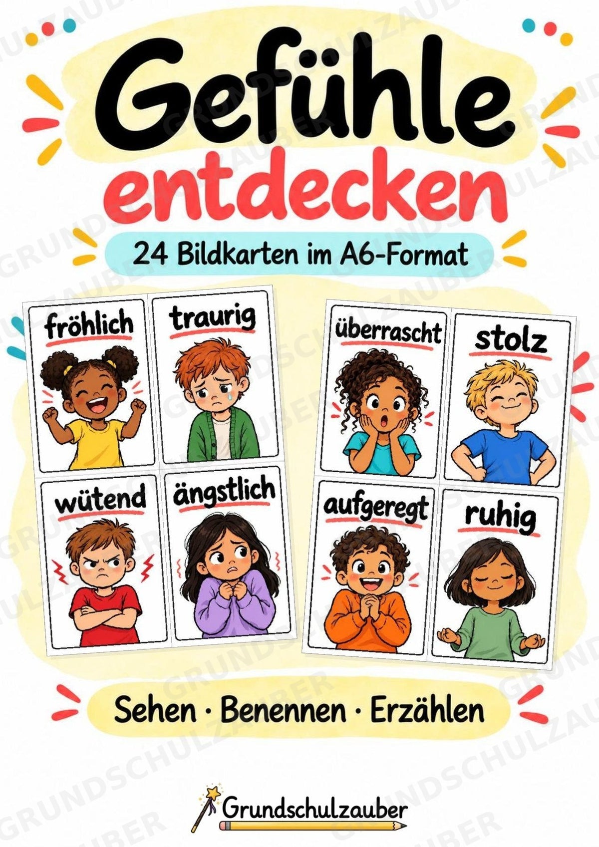 Gefühle & Emotionen – 24 Bildkarten im A6-Format | Grundschule, Vorschule, DaZ, Sprachförderung & Morgenkreis – Cover