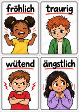 Gefühle & Emotionen – 24 Bildkarten im A6-Format | Grundschule, Vorschule, DaZ, Sprachförderung & Morgenkreis – Materialseite 2