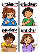 Gefühle & Emotionen – 24 Bildkarten im A6-Format | Grundschule, Vorschule, DaZ, Sprachförderung & Morgenkreis – Materialseite 4