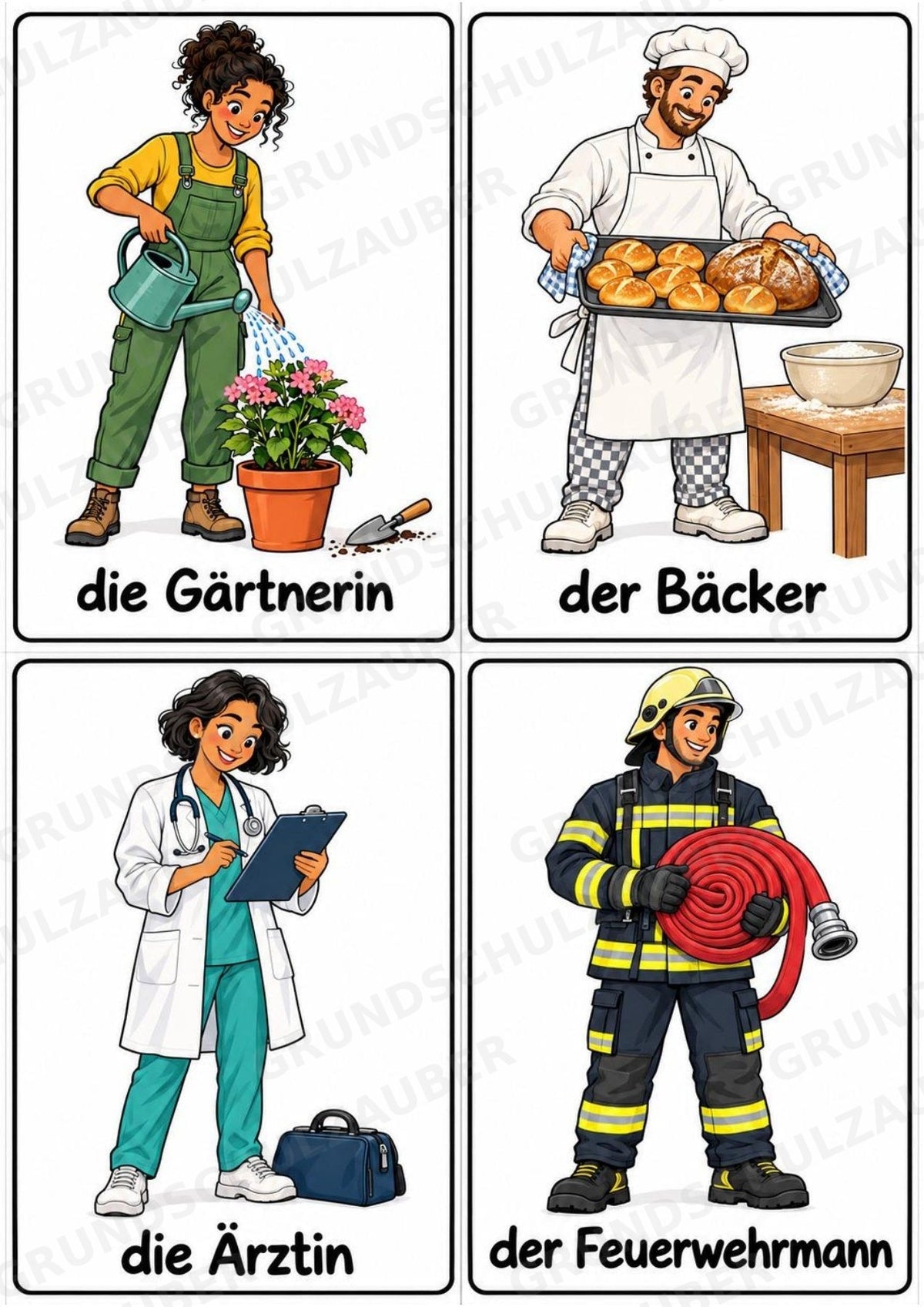 Berufe – 72 Bildkarten im A6-Format | Sachunterricht Grundschule, DaZ, Wortschatz & Sprachförderung – Materialseite 2