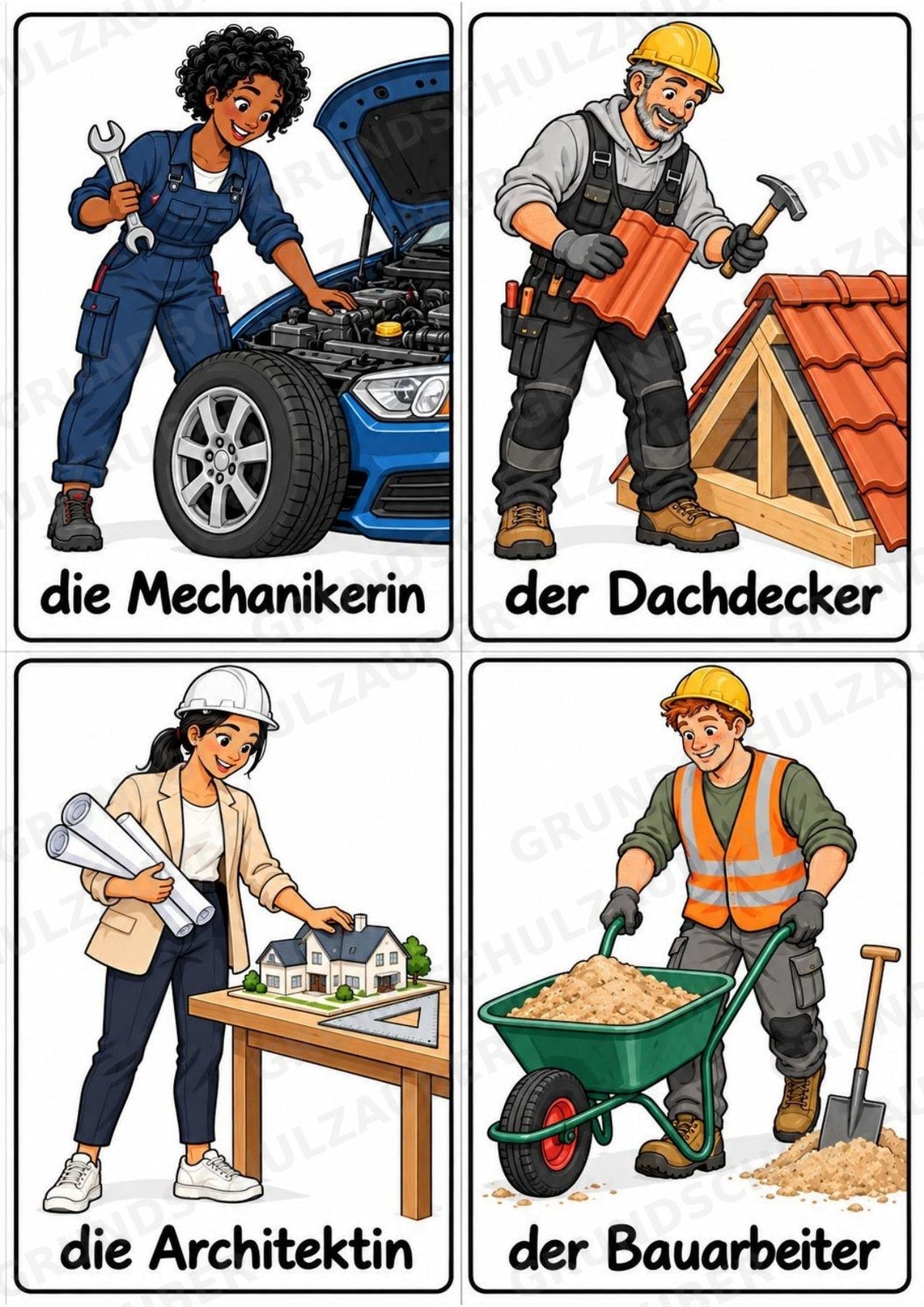 Berufe – 72 Bildkarten im A6-Format | Sachunterricht Grundschule, DaZ, Wortschatz & Sprachförderung – Materialseite 8