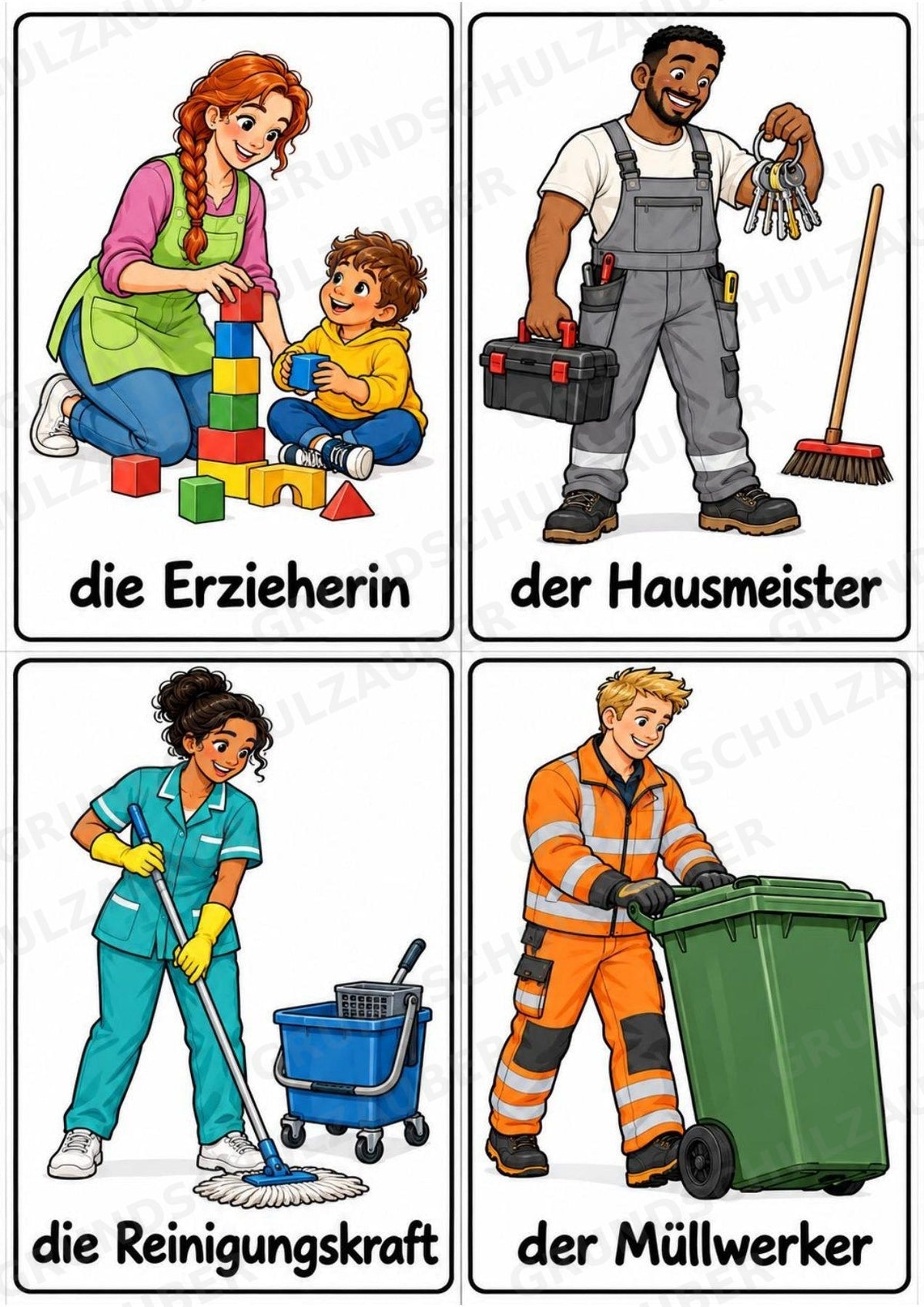 Berufe – 72 Bildkarten im A6-Format | Sachunterricht Grundschule, DaZ, Wortschatz & Sprachförderung – Materialseite 9