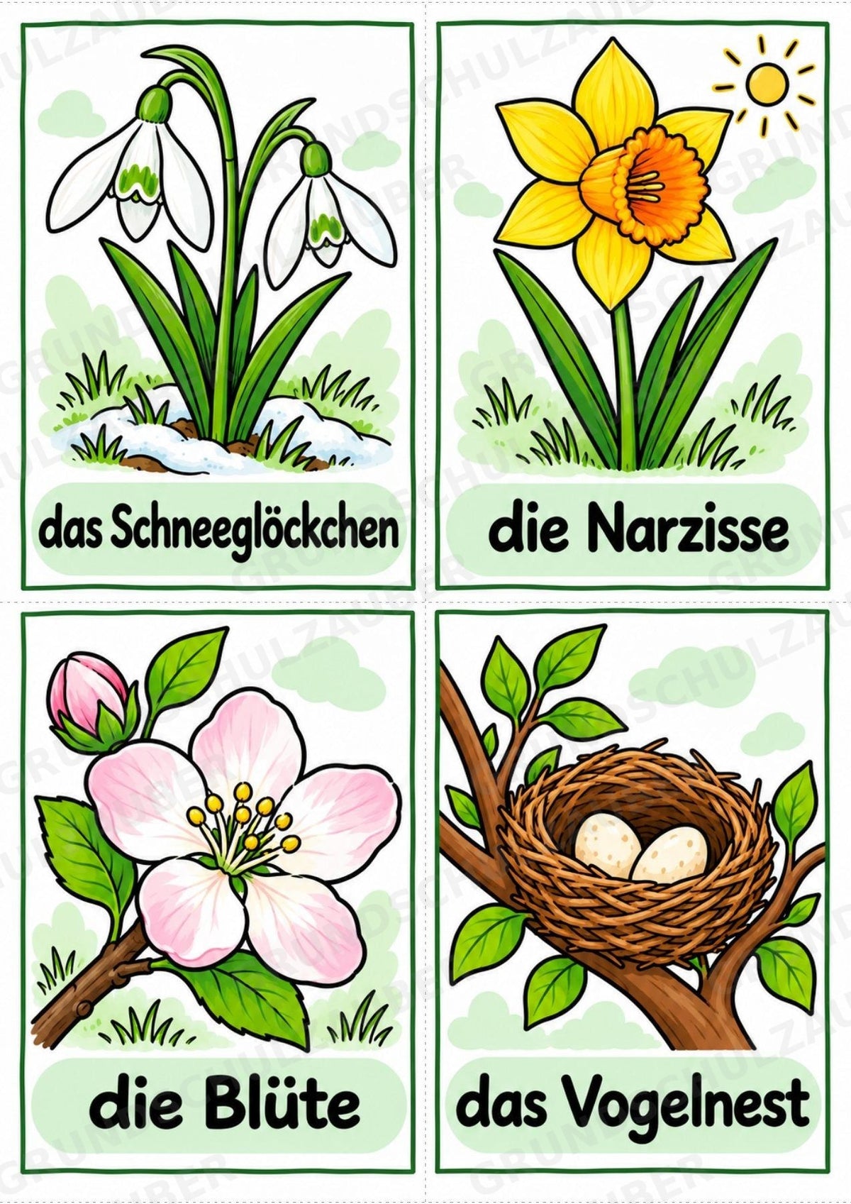 Frühling – 10 Poster & 20 Bildkarten | DIN A4 und A6 | Wortschatz, Sprachförderung, DaZ, Kita & Grundschule – Materialseite 13