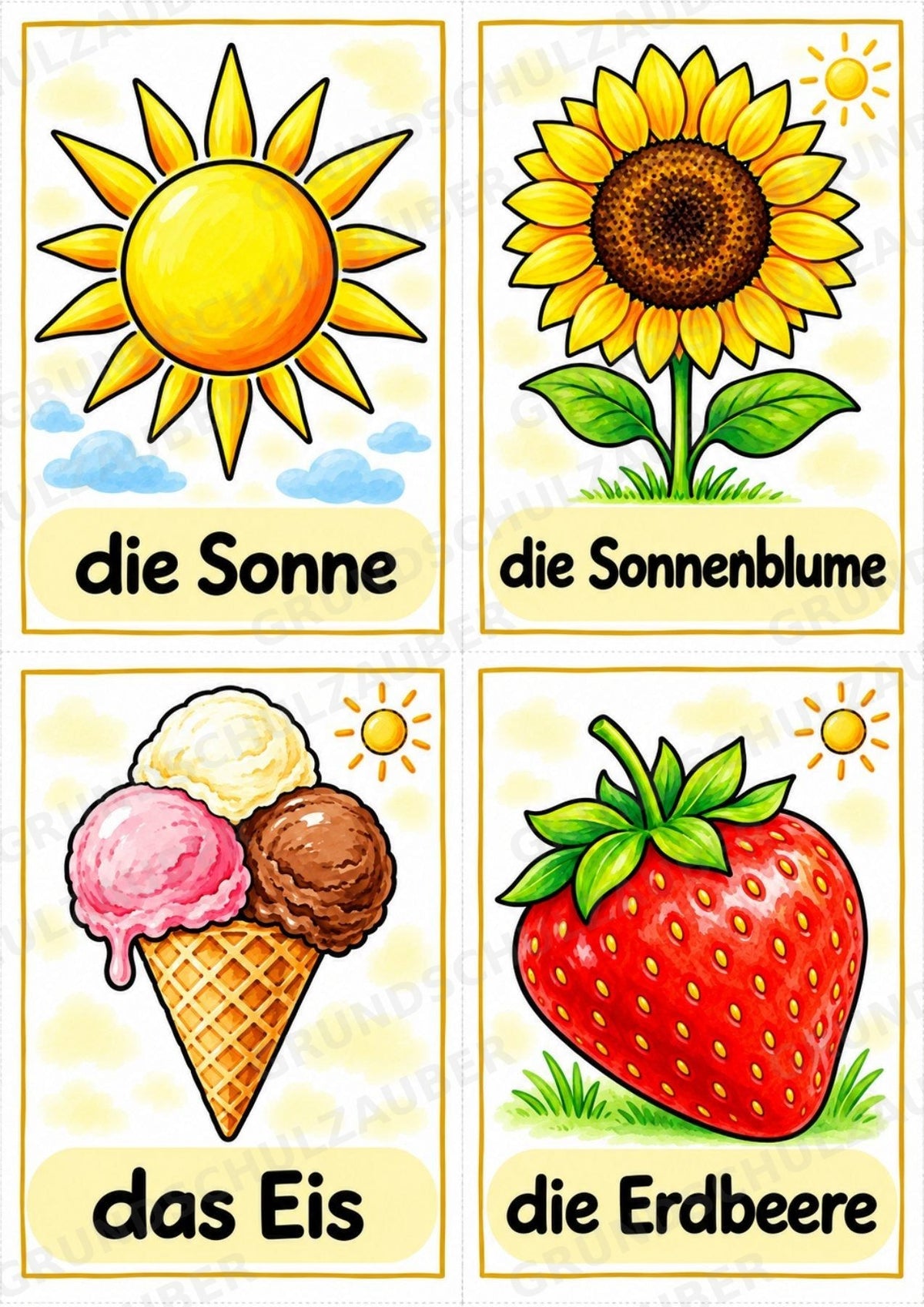 Sommer in der Grundschule | 10 Poster & 20 Bildkarten für Wortschatzarbeit, DaZ und Sprachförderung – Materialseite 12