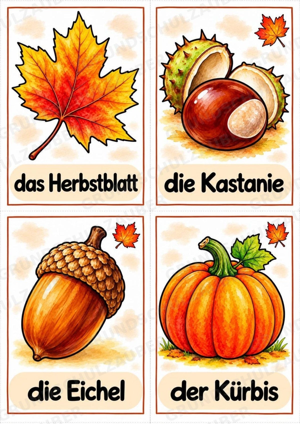 Herbst in der Grundschule | 10 Poster & 20 Bildkarten für Wortschatzarbeit, DaZ und Sprachförderung – Materialseite 12