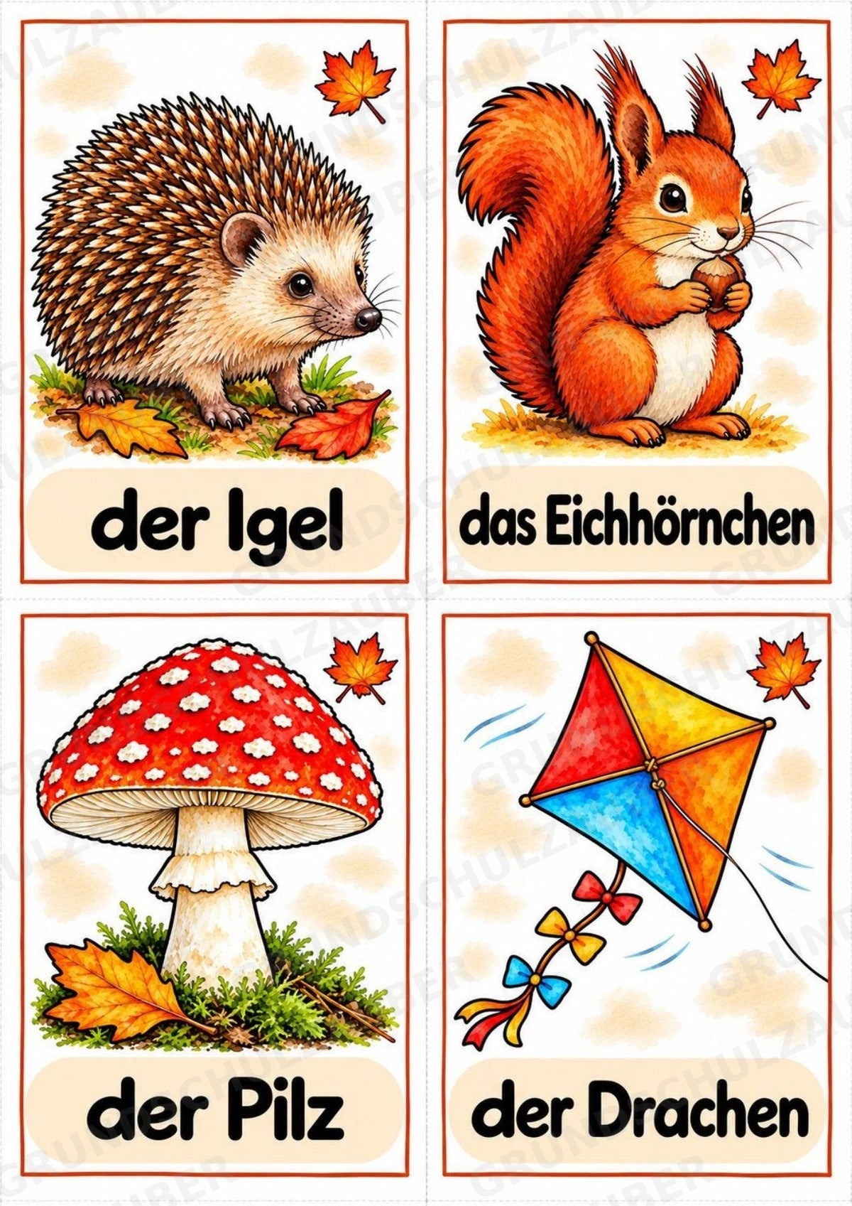 Herbst in der Grundschule | 10 Poster & 20 Bildkarten für Wortschatzarbeit, DaZ und Sprachförderung – Materialseite 13