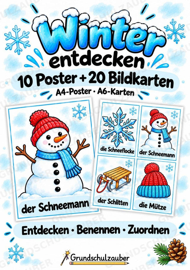 Winter in der Grundschule | 10 Poster & 20 Bildkarten für Wortschatzarbeit, DaZ und Sprachförderung – Cover
