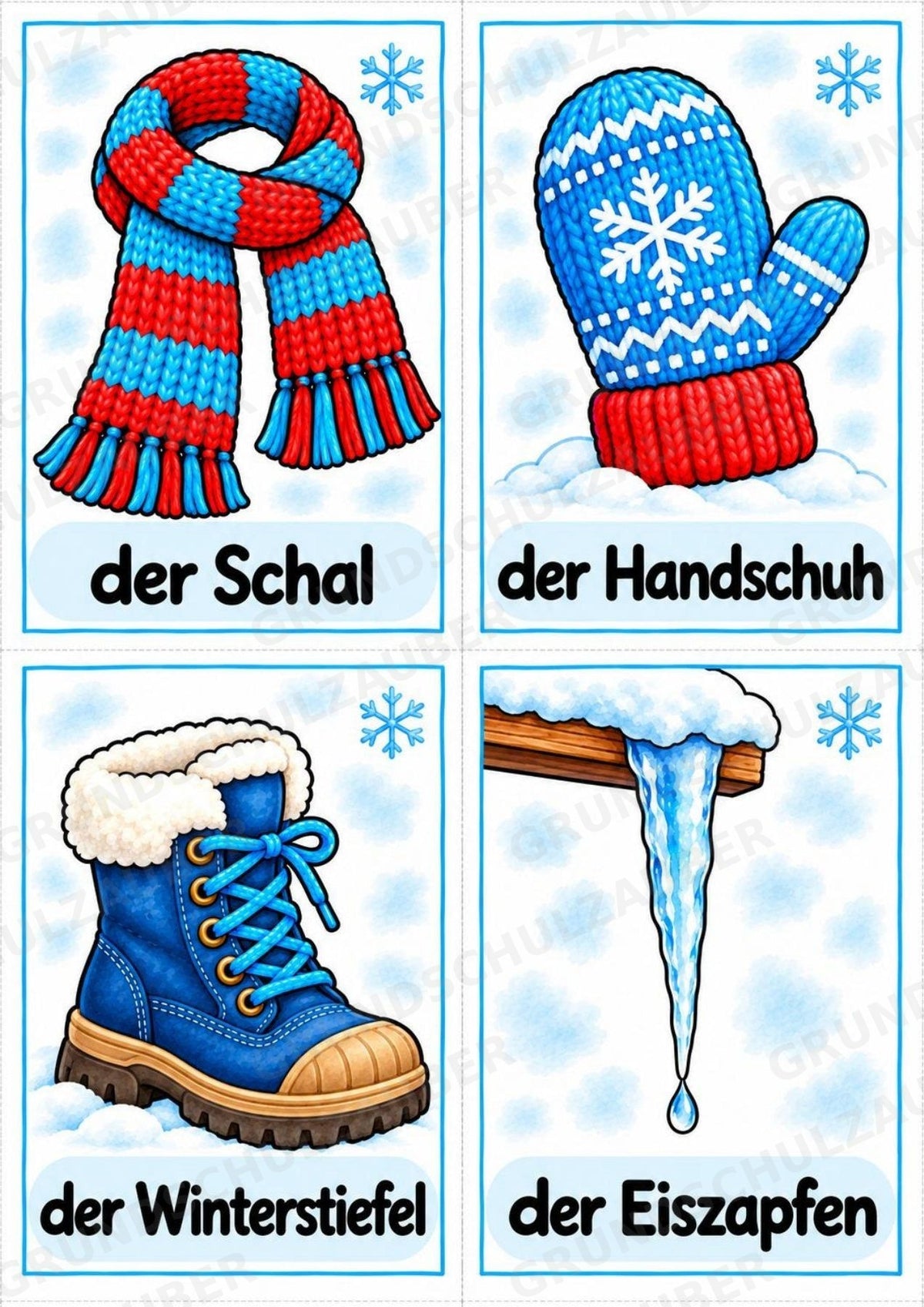 Winter in der Grundschule | 10 Poster & 20 Bildkarten für Wortschatzarbeit, DaZ und Sprachförderung – Materialseite 13