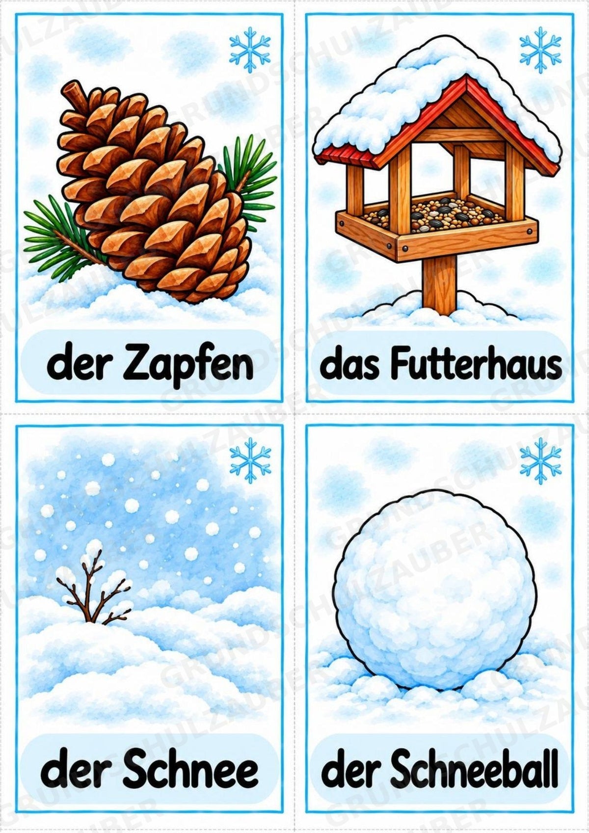 Winter in der Grundschule | 10 Poster & 20 Bildkarten für Wortschatzarbeit, DaZ und Sprachförderung – Materialseite 14