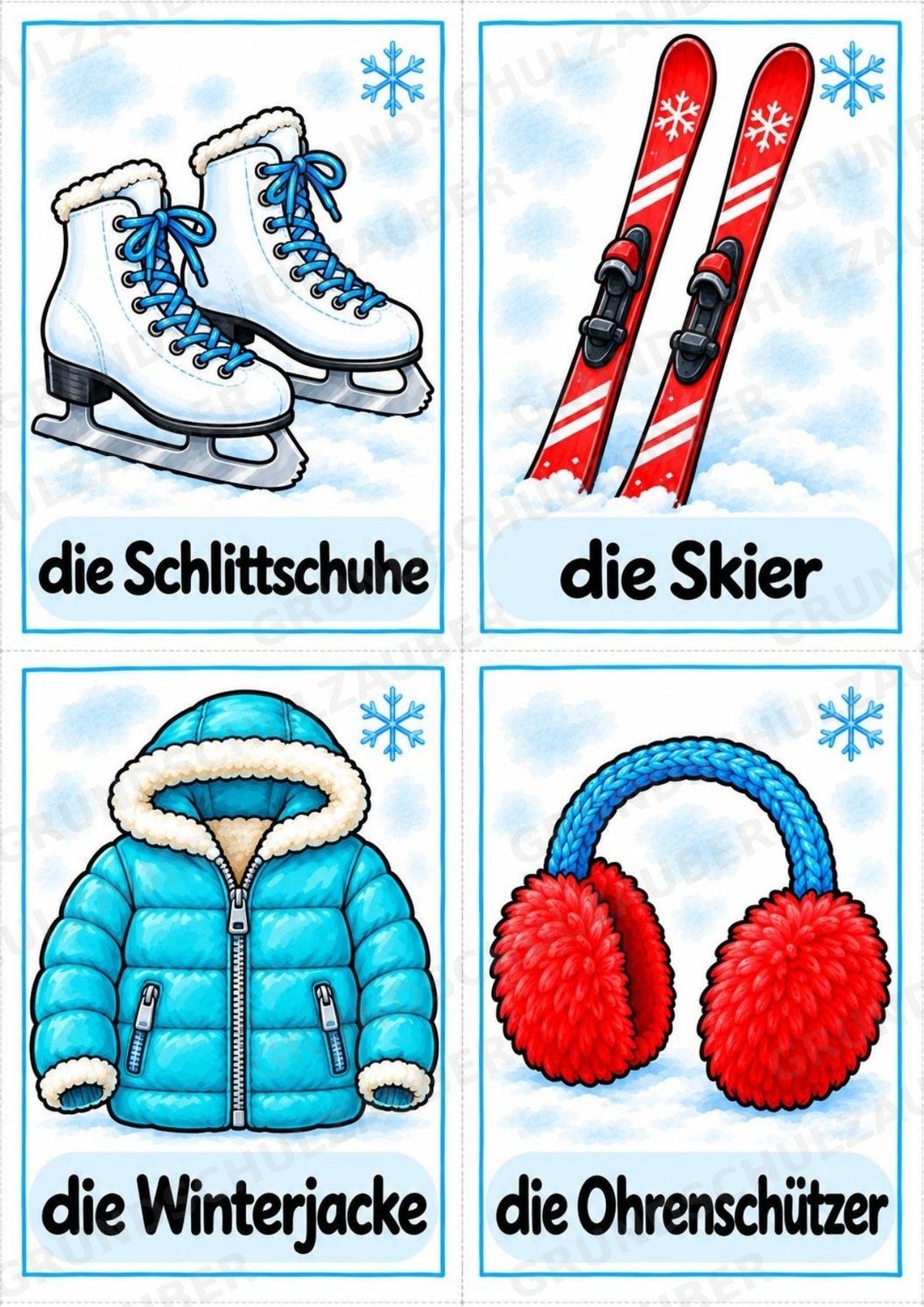 Winter in der Grundschule | 10 Poster & 20 Bildkarten für Wortschatzarbeit, DaZ und Sprachförderung – Materialseite 15