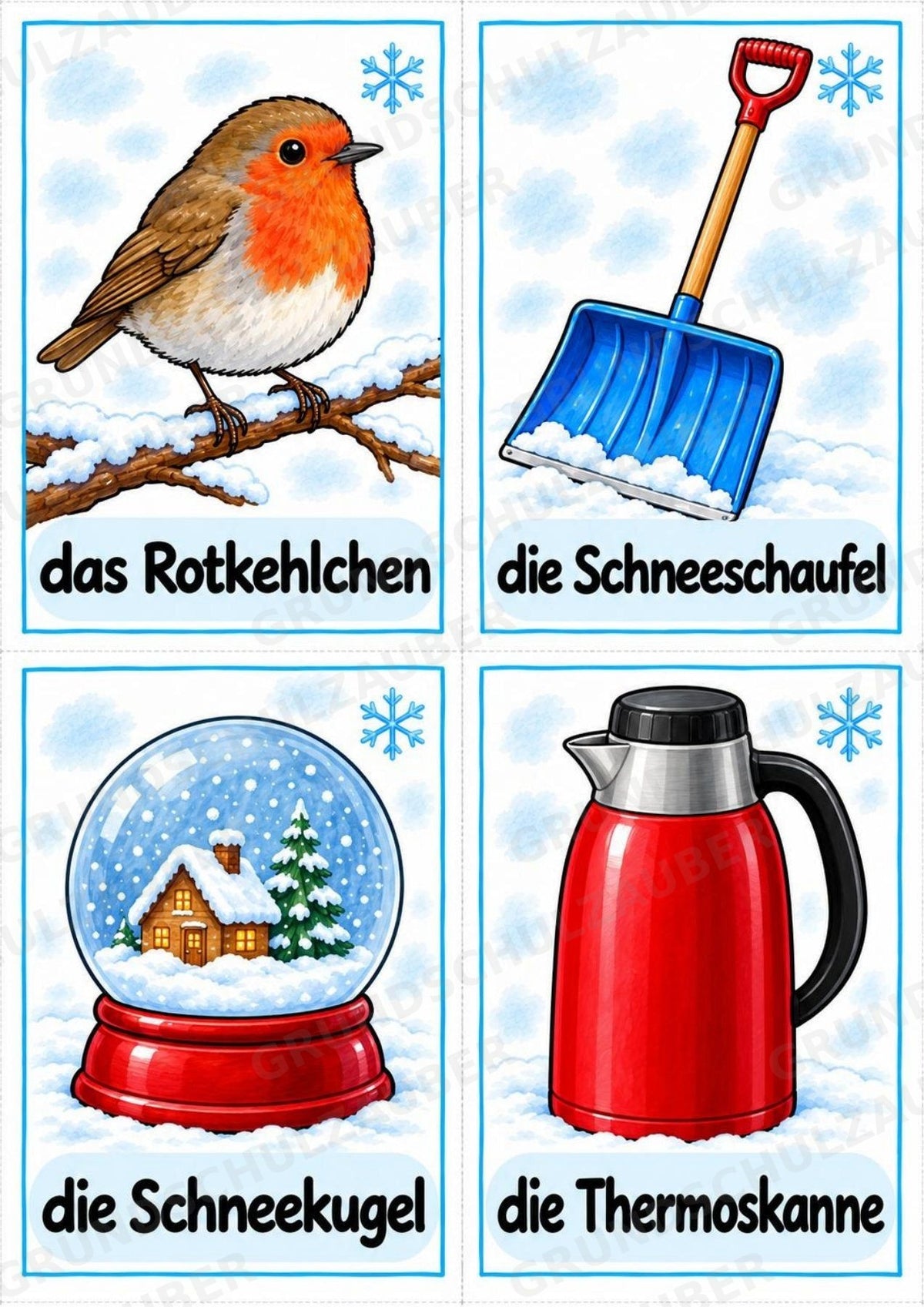 Winter in der Grundschule | 10 Poster & 20 Bildkarten für Wortschatzarbeit, DaZ und Sprachförderung – Materialseite 16