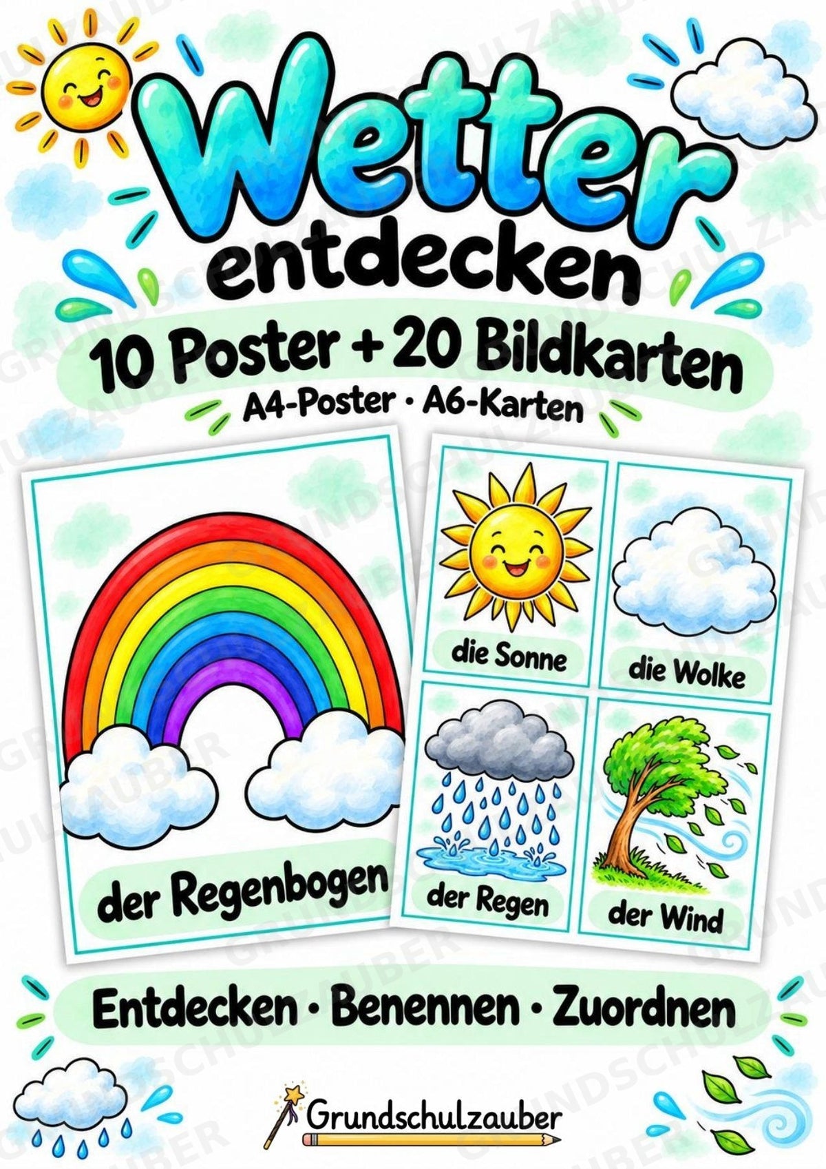 Wetter in der Grundschule | 10 Poster & 20 Bildkarten für Sachunterricht, DaZ und Sprachförderung – Cover