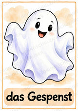 Halloween Bildkarten & Poster für die Grundschule | 10 A4-Poster + 20 A6-Karten für Wortschatz, Sprachförderung & DaZ – Materialseite 3
