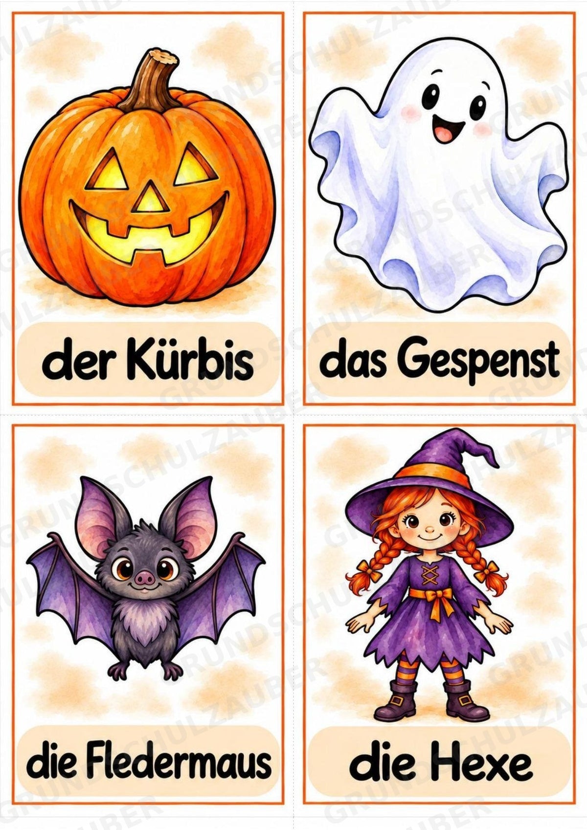 Halloween Bildkarten & Poster für die Grundschule | 10 A4-Poster + 20 A6-Karten für Wortschatz, Sprachförderung & DaZ – Materialseite 12