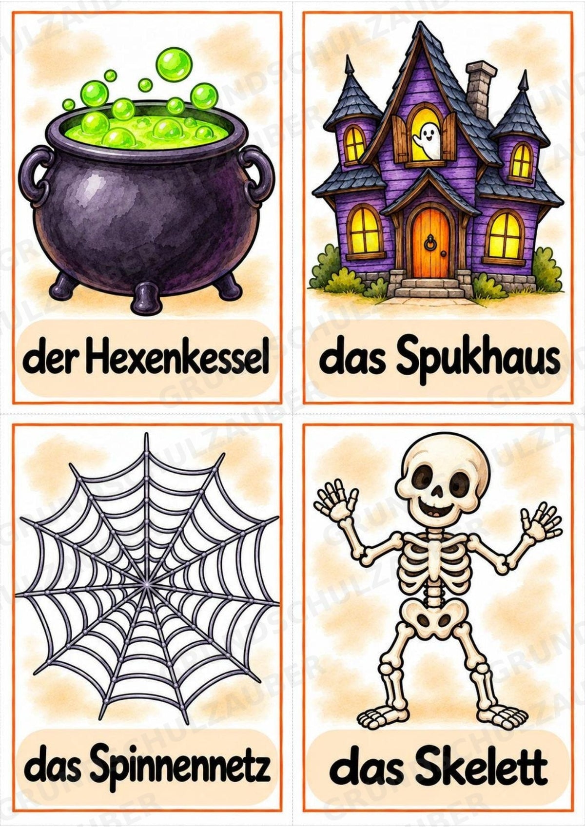 Halloween Bildkarten & Poster für die Grundschule | 10 A4-Poster + 20 A6-Karten für Wortschatz, Sprachförderung & DaZ – Materialseite 14