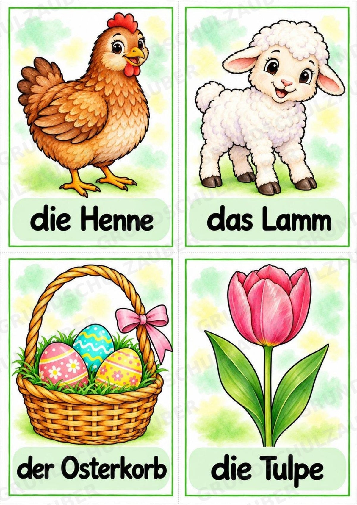 Ostern: 10 Poster & 20 Bildkarten für die Grundschule | Wortschatz mit Artikeln, Sprachförderung & DaZ – Materialseite 13