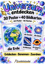 Universum & Weltraum: 30 Poster A4 + 40 Bildkarten A6 | Planeten, Sterne & Raumfahrt | Sachunterricht Grundschule & DaZ – Cover