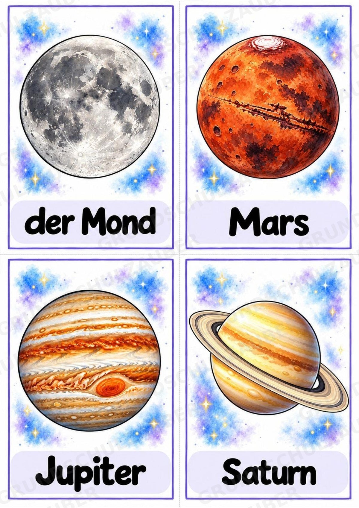 Universum & Weltraum: 30 Poster A4 + 40 Bildkarten A6 | Planeten, Sterne & Raumfahrt | Sachunterricht Grundschule & DaZ – Materialseite 33
