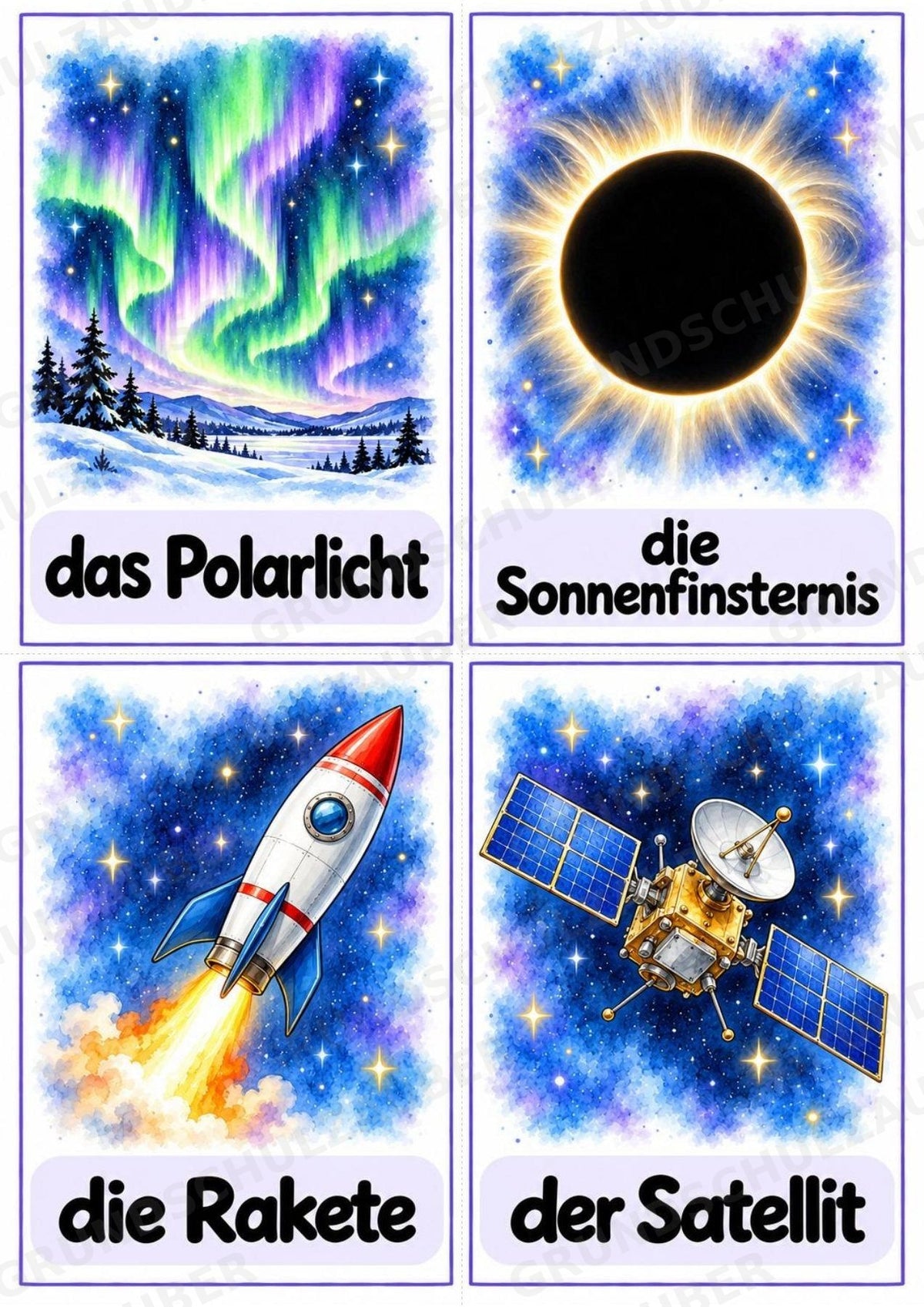 Universum & Weltraum: 30 Poster A4 + 40 Bildkarten A6 | Planeten, Sterne & Raumfahrt | Sachunterricht Grundschule & DaZ – Materialseite 39