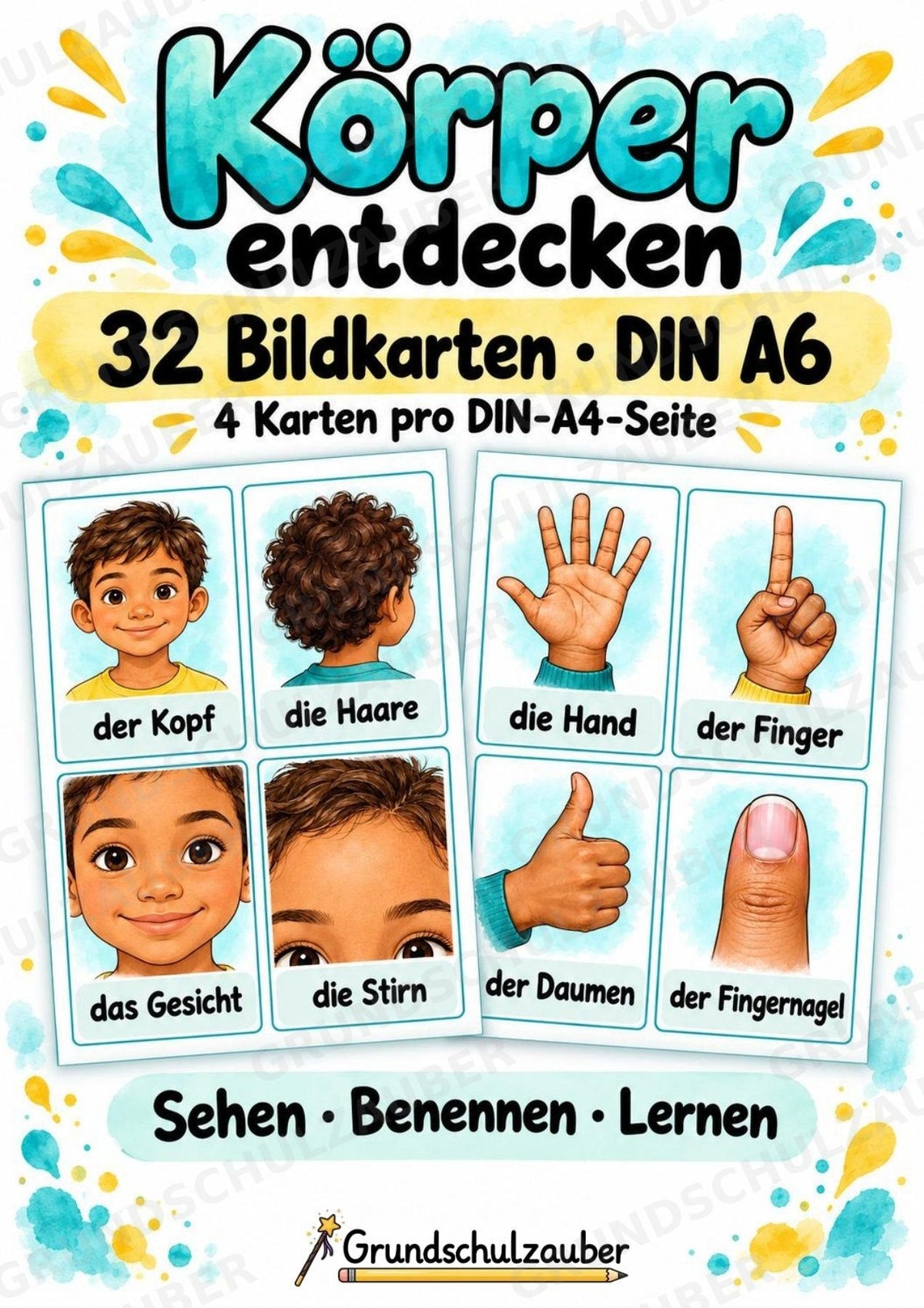 Körperteile – 32 Bildkarten DIN A6 | Mein Körper in der Grundschule, Sachunterricht, DaZ & Sprachförderung – Cover