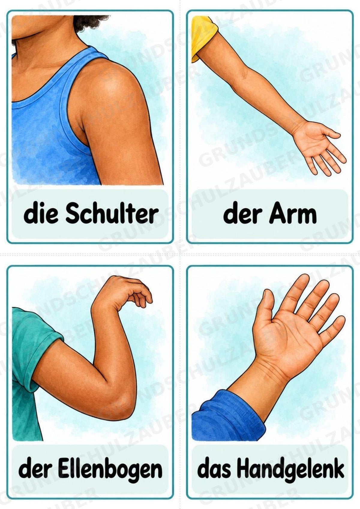 Körperteile – 32 Bildkarten DIN A6 | Mein Körper in der Grundschule, Sachunterricht, DaZ & Sprachförderung – Materialseite 6