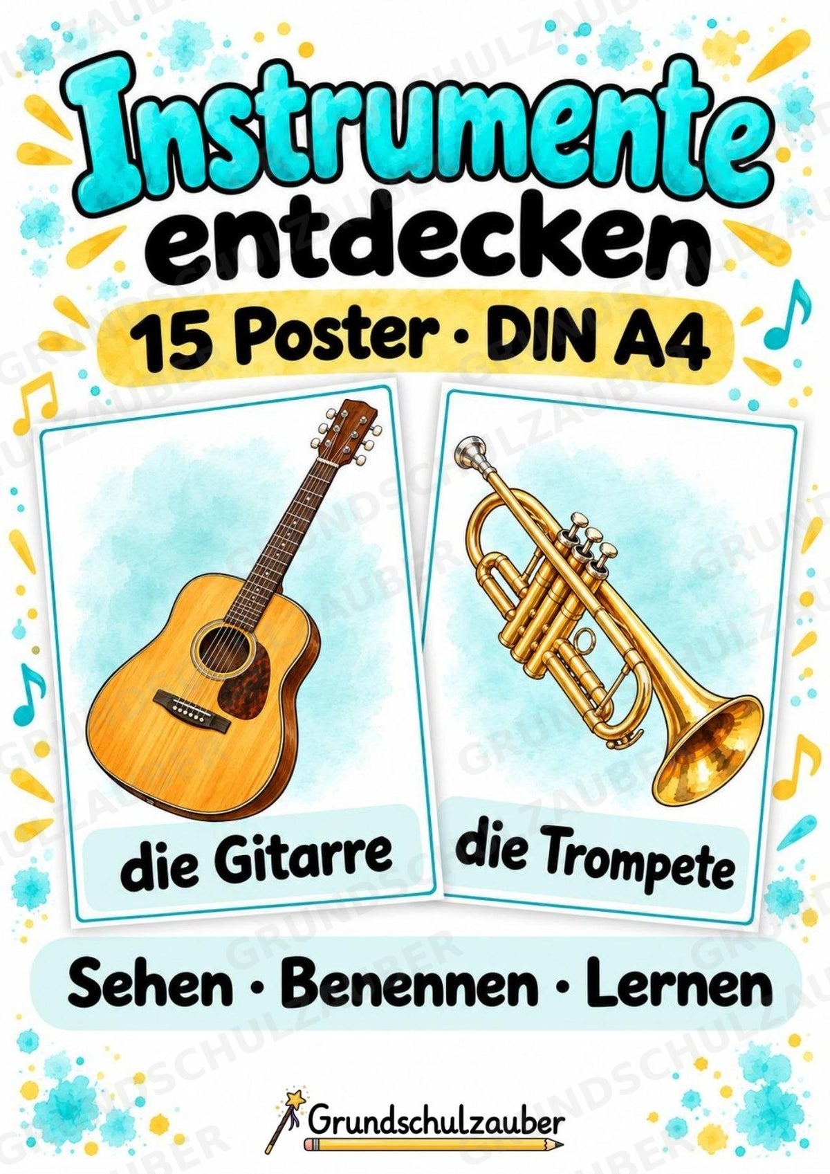 Musikinstrumente – 15 Poster DIN A4 | Musikunterricht Grundschule & Instrumentenkunde | PDF – Cover