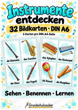 Musikinstrumente – 32 Bildkarten DIN A6 | Musikunterricht Grundschule & Wortschatz | PDF – Cover
