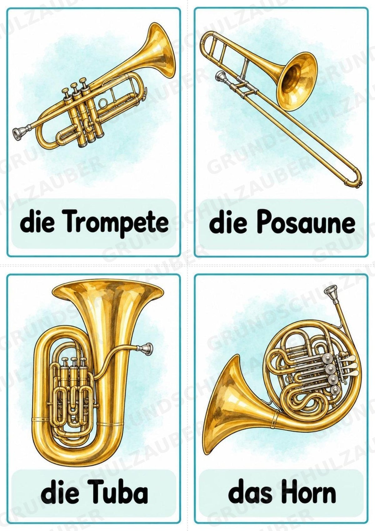 Musikinstrumente – 32 Bildkarten DIN A6 | Musikunterricht Grundschule & Wortschatz | PDF – Materialseite 7