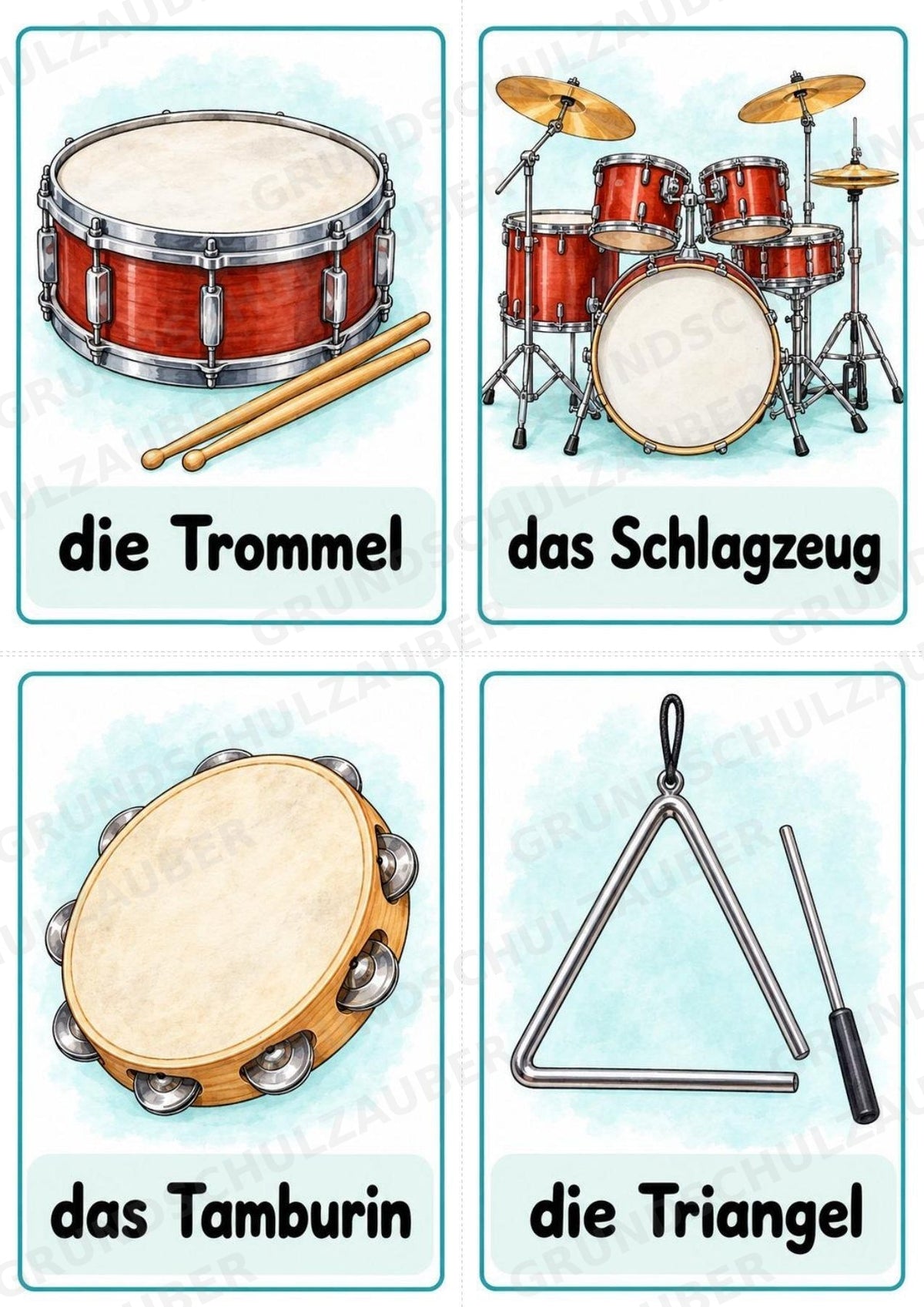 Musikinstrumente – 32 Bildkarten DIN A6 | Musikunterricht Grundschule & Wortschatz | PDF – Materialseite 8
