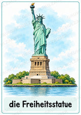 New York Poster auf Deutsch – 10 Lernposter DIN A4 | Grundschule, Sehenswürdigkeiten & Wortschatz – Materialseite 2