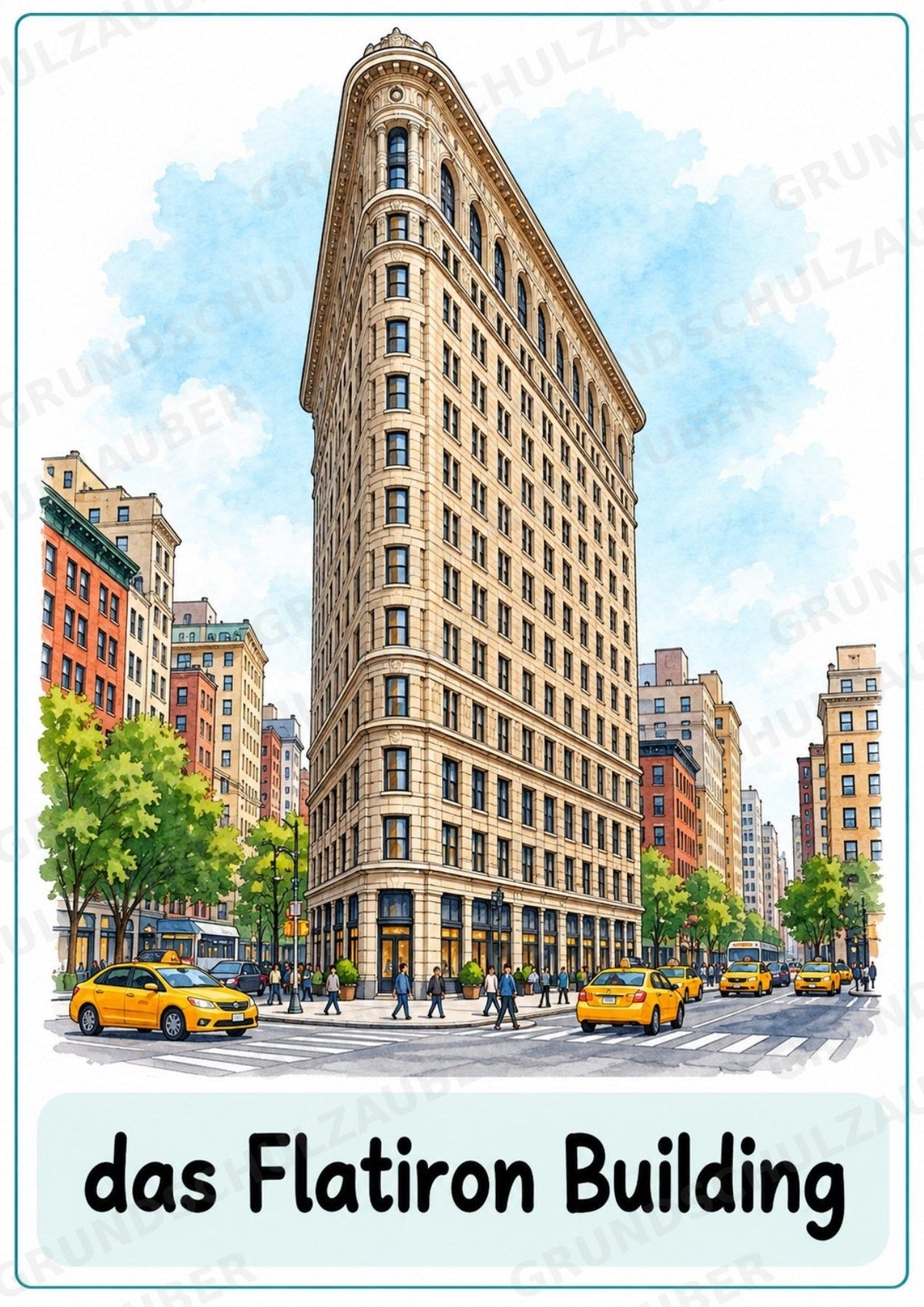 New York Poster auf Deutsch – 10 Lernposter DIN A4 | Grundschule, Sehenswürdigkeiten & Wortschatz – Materialseite 7