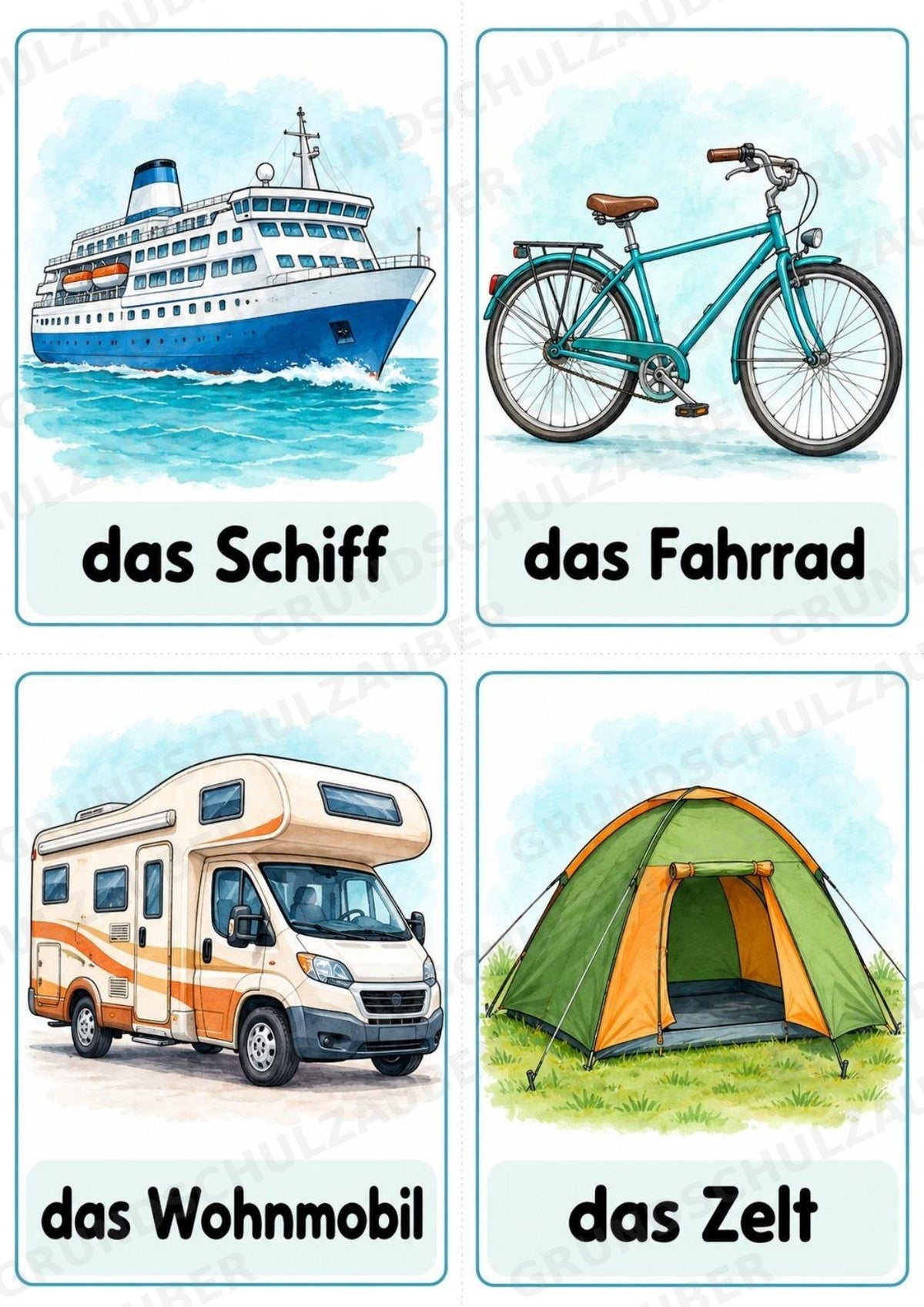 Urlaub & Reisen: 32 Bildkarten Deutsch mit Artikeln | Wortschatz, DaZ & Sprachförderung in der Grundschule – Materialseite 4