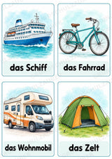 Urlaub & Reisen: 32 Bildkarten Deutsch mit Artikeln | Wortschatz, DaZ & Sprachförderung in der Grundschule – Materialseite 4