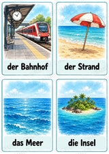 Urlaub & Reisen: 32 Bildkarten Deutsch mit Artikeln | Wortschatz, DaZ & Sprachförderung in der Grundschule – Materialseite 6