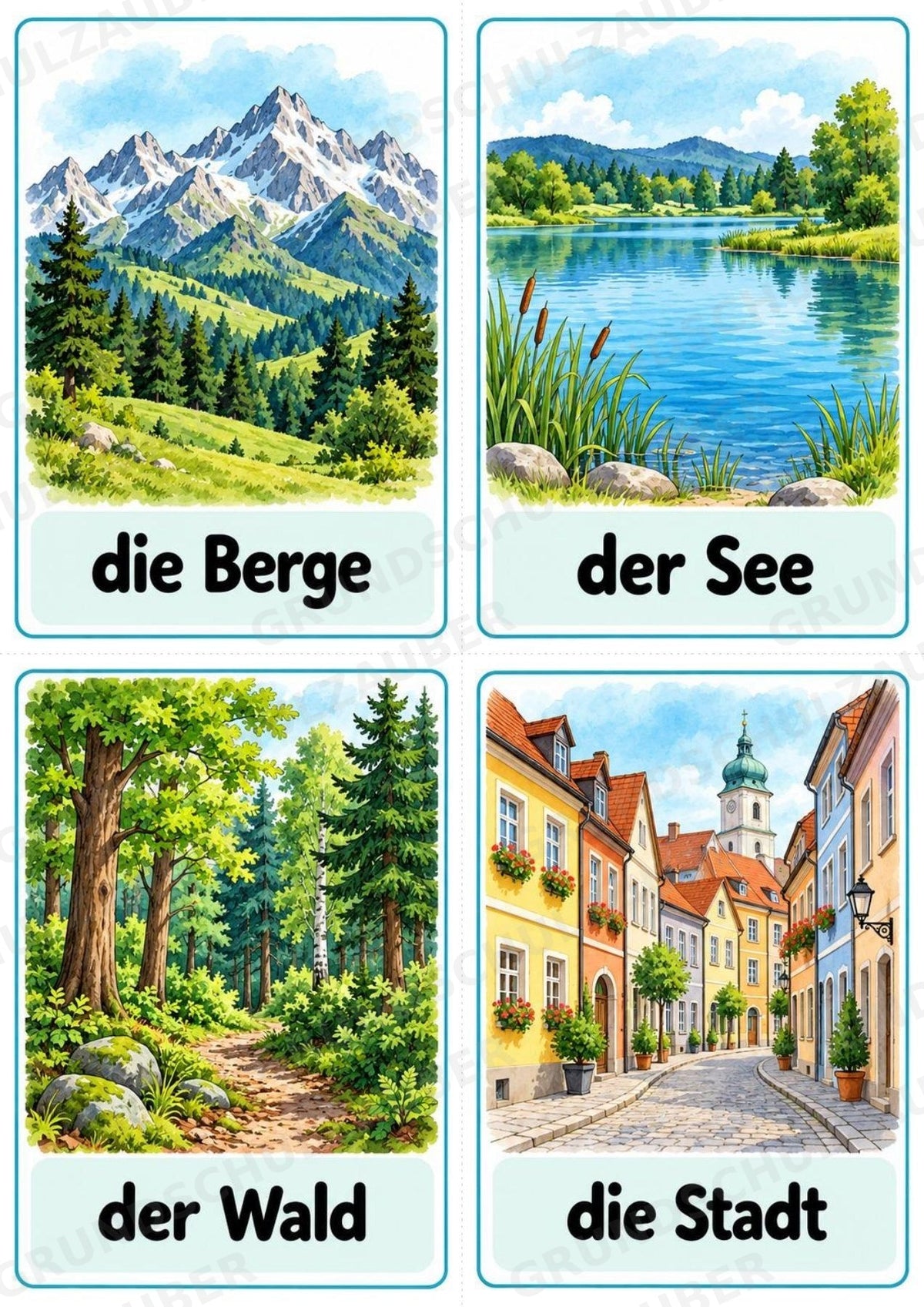 Urlaub & Reisen: 32 Bildkarten Deutsch mit Artikeln | Wortschatz, DaZ & Sprachförderung in der Grundschule – Materialseite 7
