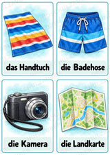 Urlaub & Reisen: 32 Bildkarten Deutsch mit Artikeln | Wortschatz, DaZ & Sprachförderung in der Grundschule – Materialseite 9