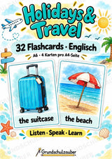 Urlaub & Reisen: 32 Bildkarten Englisch | Holidays & Travel Flashcards für den Englischunterricht – Cover
