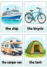Urlaub & Reisen: 32 Bildkarten Englisch | Holidays & Travel Flashcards für den Englischunterricht – Materialseite 4
