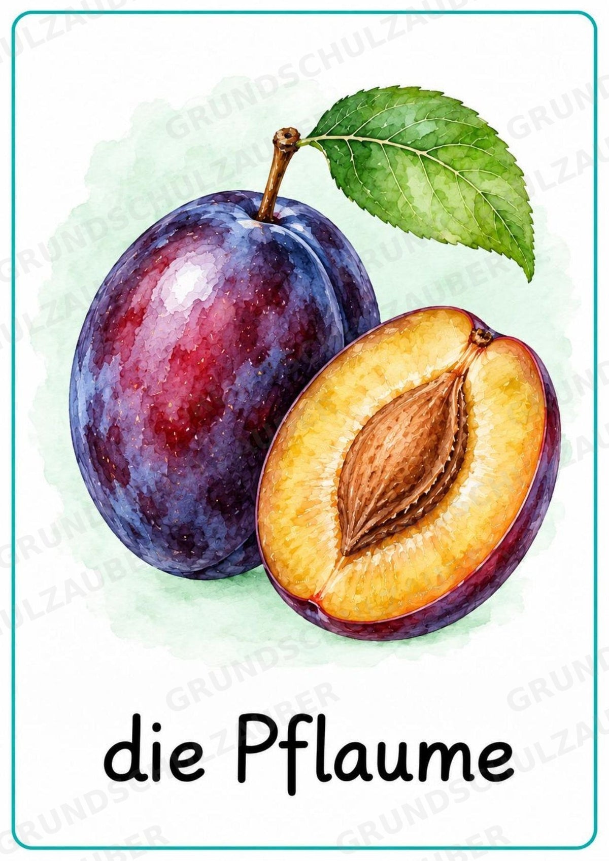 Obst Poster Deutsch: 15 Lernposter DIN A4 in Grundschrift | Wortschatz, DaZ und Sachunterricht Grundschule – Materialseite 13