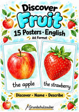 Obst Englisch: 15 Poster DIN A4 | Fruit Vocabulary und Wortschatzwand für den Englischunterricht in der Grundschule – Cover