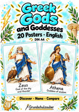 Griechische Götter Englisch: 20 Poster DIN A4 | Greek Gods and Goddesses | Mythologie für den Englischunterricht – Cover