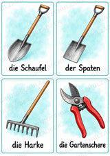 Im Garten: 32 Bildkarten DIN A6 | Wortschatz mit Artikeln für Grundschule, DaZ und Sprachförderung – Materialseite 3