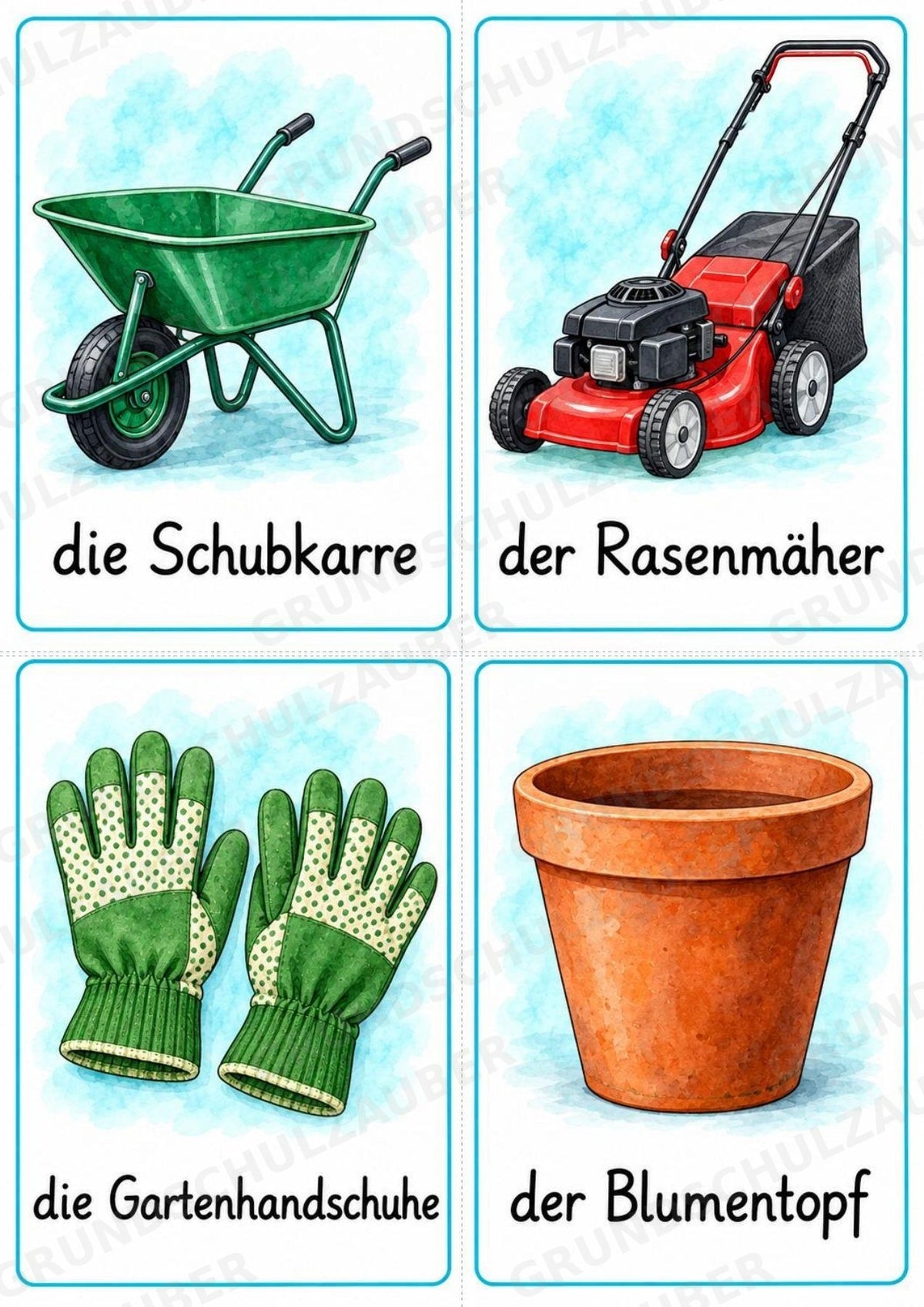 Im Garten: 32 Bildkarten DIN A6 | Wortschatz mit Artikeln für Grundschule, DaZ und Sprachförderung – Materialseite 4
