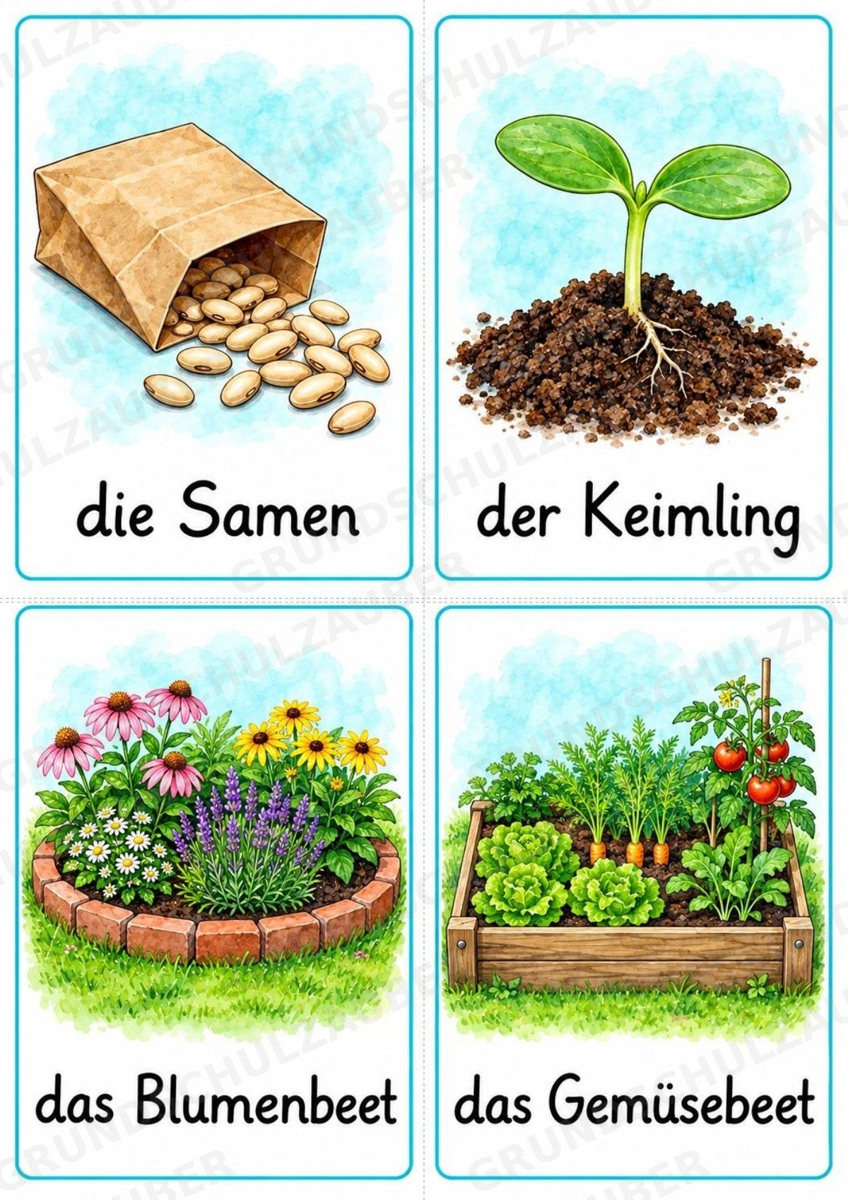 Im Garten: 32 Bildkarten DIN A6 | Wortschatz mit Artikeln für Grundschule, DaZ und Sprachförderung – Materialseite 5