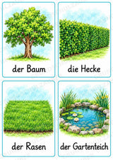 Im Garten: 32 Bildkarten DIN A6 | Wortschatz mit Artikeln für Grundschule, DaZ und Sprachförderung – Materialseite 6
