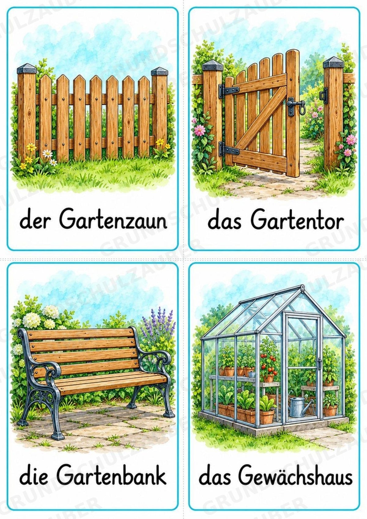 Im Garten: 32 Bildkarten DIN A6 | Wortschatz mit Artikeln für Grundschule, DaZ und Sprachförderung – Materialseite 7