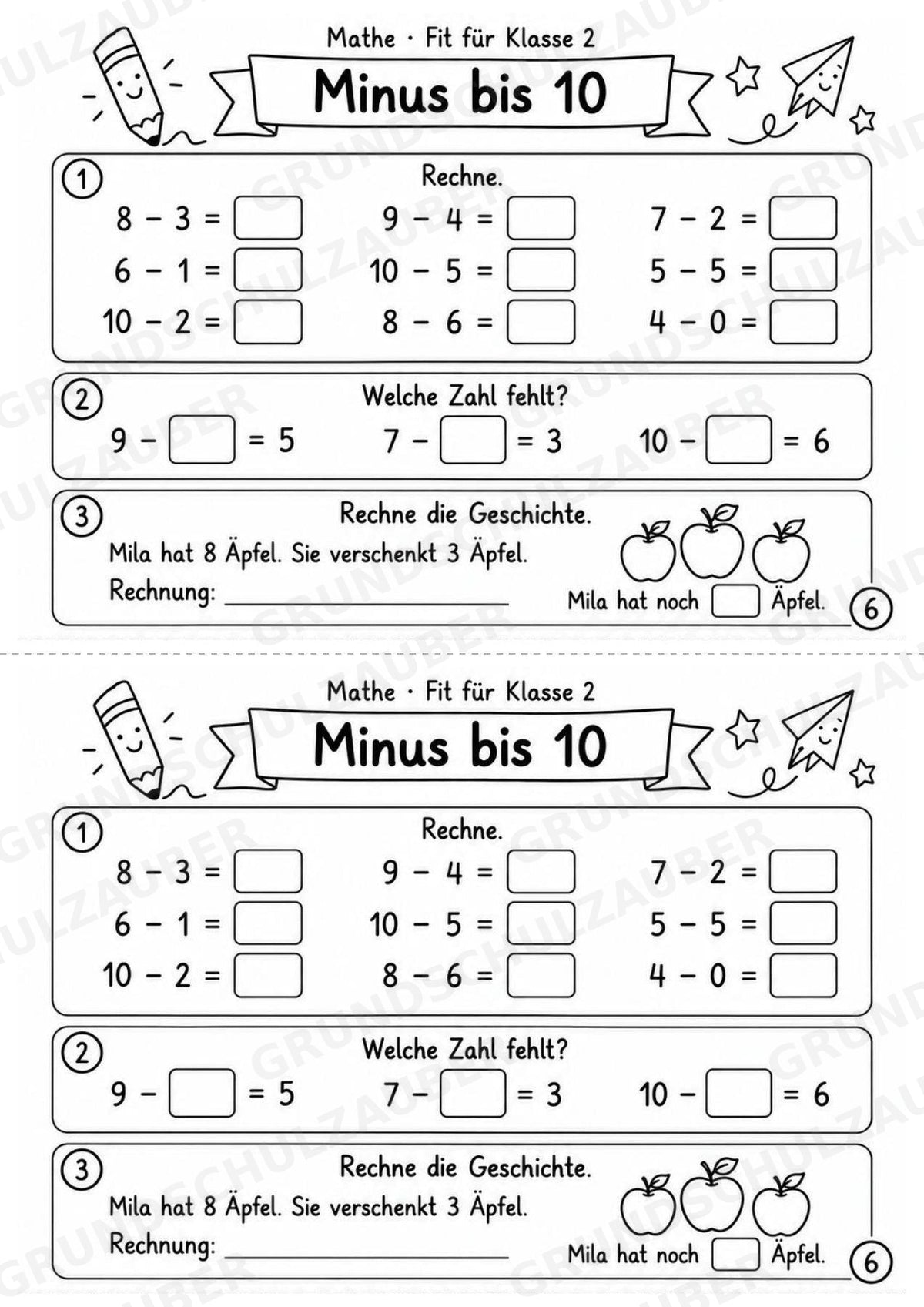 Mathe Miniheft – Fit für Klasse 2 | 20 Arbeitsblätter im Zahlenraum bis 20 – Materialseite 8