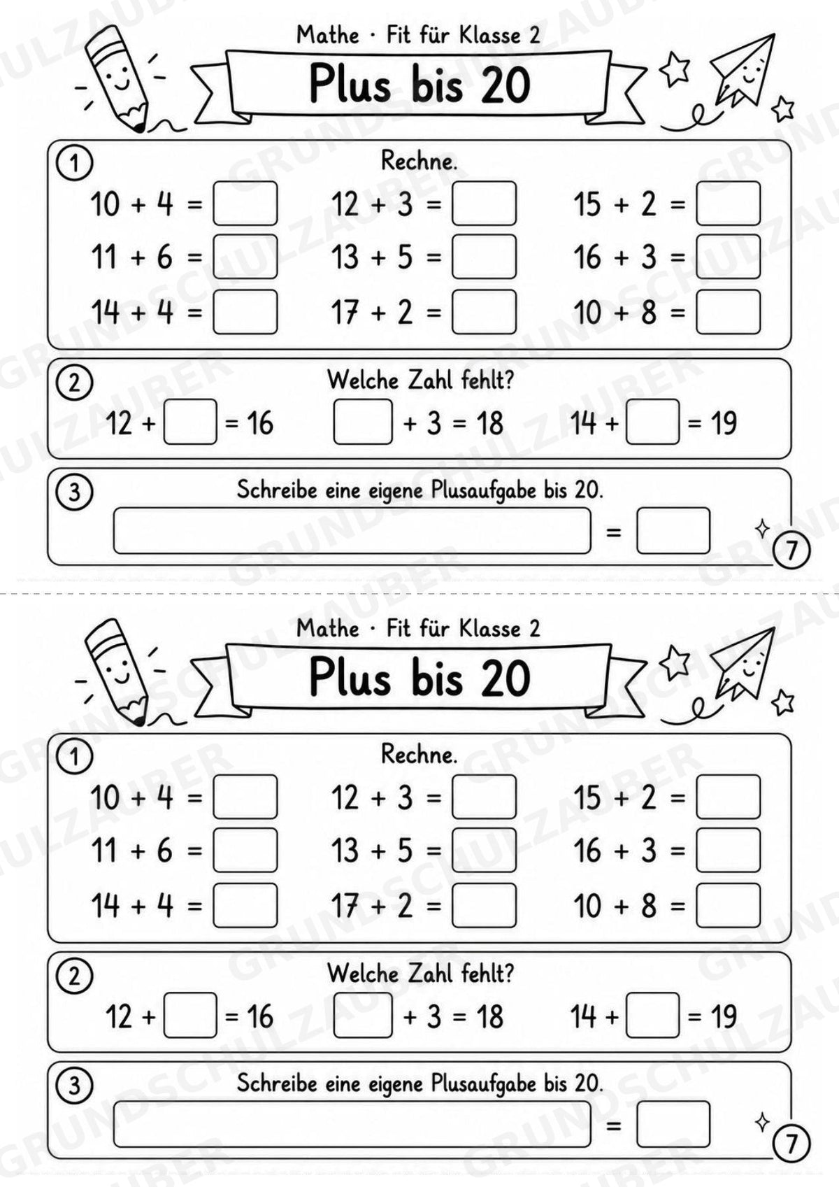 Mathe Miniheft – Fit für Klasse 2 | 20 Arbeitsblätter im Zahlenraum bis 20 – Materialseite 9